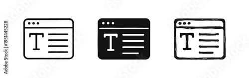 Text Document and Content Editing Icons Set - Article and Typography Symbols