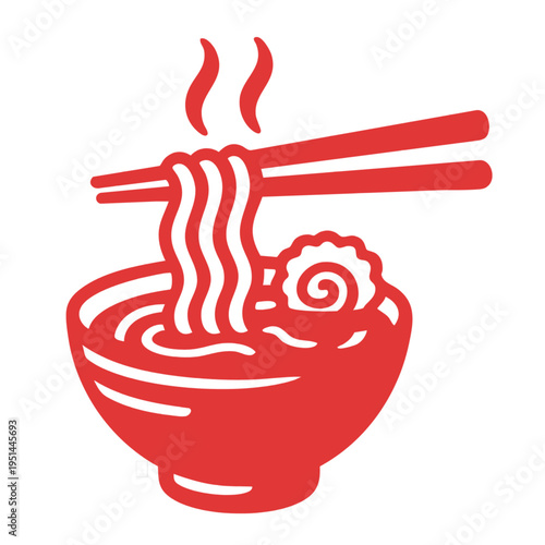 A ramen bowl noodle illustration featuring a comforting Japanese noodle dish with rich toppings