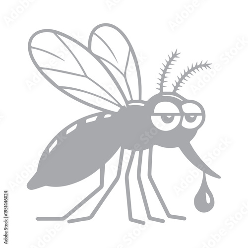 Cartoon Mosquito Dropping Blood