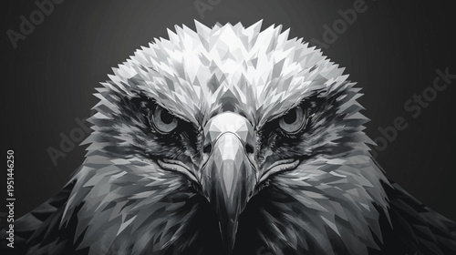 Geometric eagle head portrait against dark backdrop artistic design
