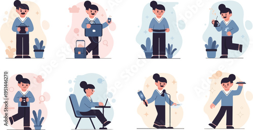 Diverse individuals engaged in various professional and personal activities, illustrated