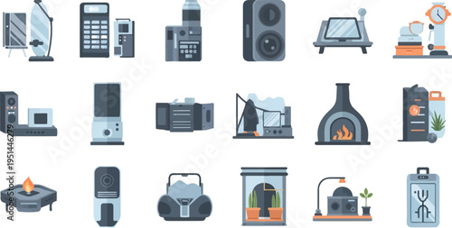 A collection of diverse home appliances and devices