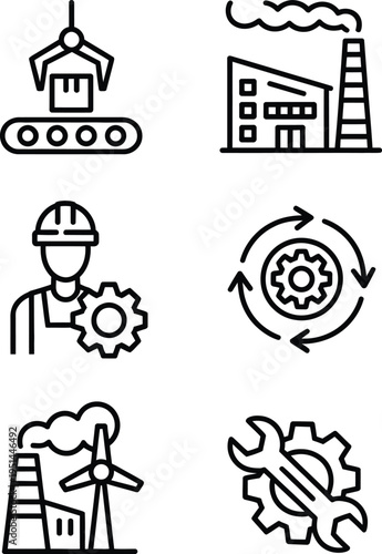 industrial factory and production line icon. manufacturing, engineering, plant. vector illustration