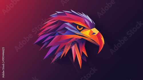 Abstract geometric eagle head illustration against a gradient background