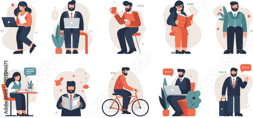 Diverse individuals engaged in various activities, including work and leisure (2)