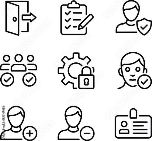 user profile and account security icon. login, password, identity protection. vector illustration