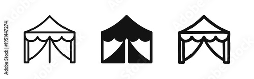 Party tent and event canopy icon set, ideal for circus, celebration, festival, and outdoor event themes.