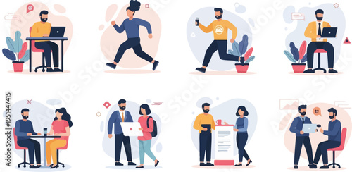 Colleagues collaborating, working, and exercising in an office environment