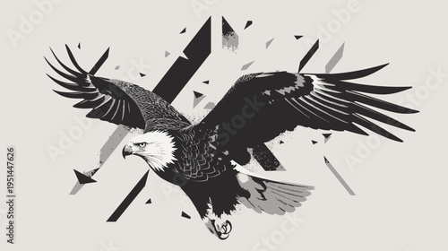 Soaring eagle graphic illustration depicting freedom and strength concept