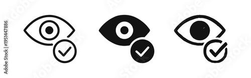 Verified Eye Icon Set - Approval, Seen, or Privacy Confirmation