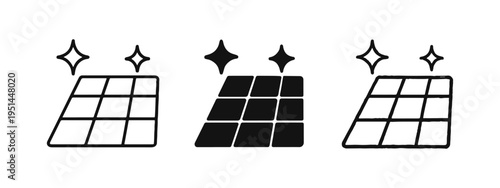 Clean Solar Panels Icon Set - Renewable Energy and Sustainability