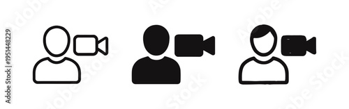 Person with Video Camera Icon Set - Filming, Vlogging, and Content Creation