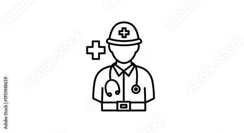 Doctor Icon with Stethoscope and Hard Hat, Medical Professional Symbol