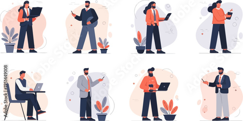 Diverse individuals using technology for work and communication