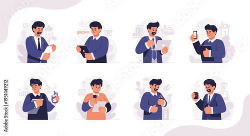 Wallpaper Mural Diverse business professionals engaged in various daily tasks and activities Torontodigital.ca