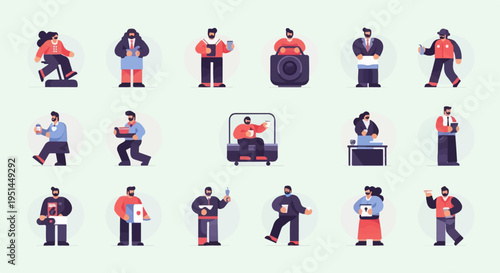 Wallpaper Mural Diverse group of people in various casual and professional settings, holding items Torontodigital.ca