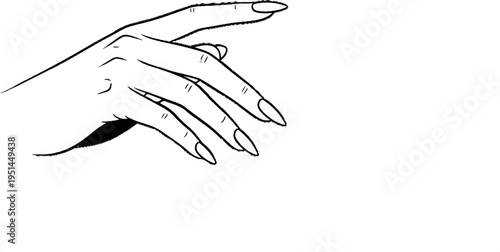 Elegant hand with long, pointed fingernails elegantly poised