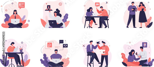 Diverse individuals collaborate and work remotely with modern technology