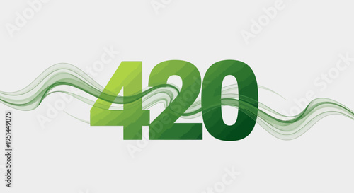 Green waves graphic design featuring the number 420, representing cannabis culture and a celebratory vibe
