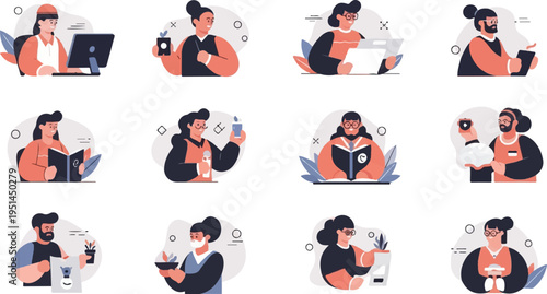 Diverse people engaged in various activities, from work and study to hobbies