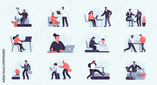 Diverse professionals engage in various work-related activities, blending productivity and personal wellness