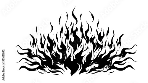 Black flame illustration on white background design element for various uses