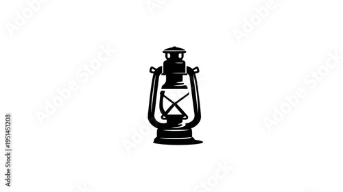 Black and white oil lamp illustration against a clean white background