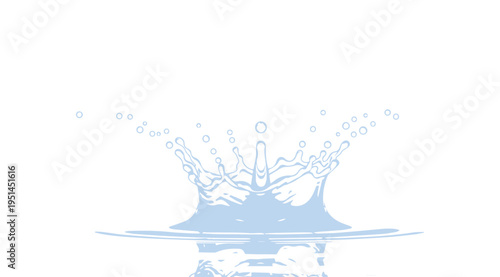 Dynamic light blue water splash crown with circular ripples on a clean white background for refreshment