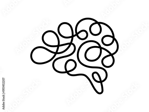 Continuous line drawing of brain icon with neural pathways. Abstract tech illustration symbolizing intelligence, education symbol, innovation and digital mindset in minimalist style. Editable stroke