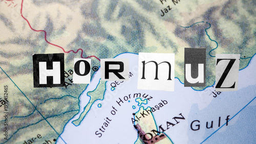 Strait of Hormuz Map With Hormuz Word Concept Geopolitical Tensions