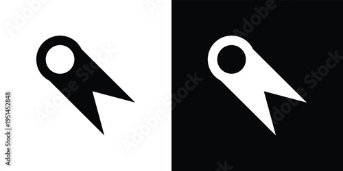 Black and white map pin on split background map marker location black and white symbol