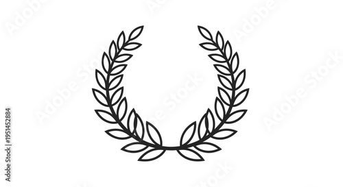A simple, elegant black outline illustration of a classic laurel wreath, symbolizing victory, achievement, and honor, on a clean white background.