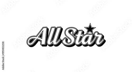 All Star Bold Typography with Star Design on Isolated White Background