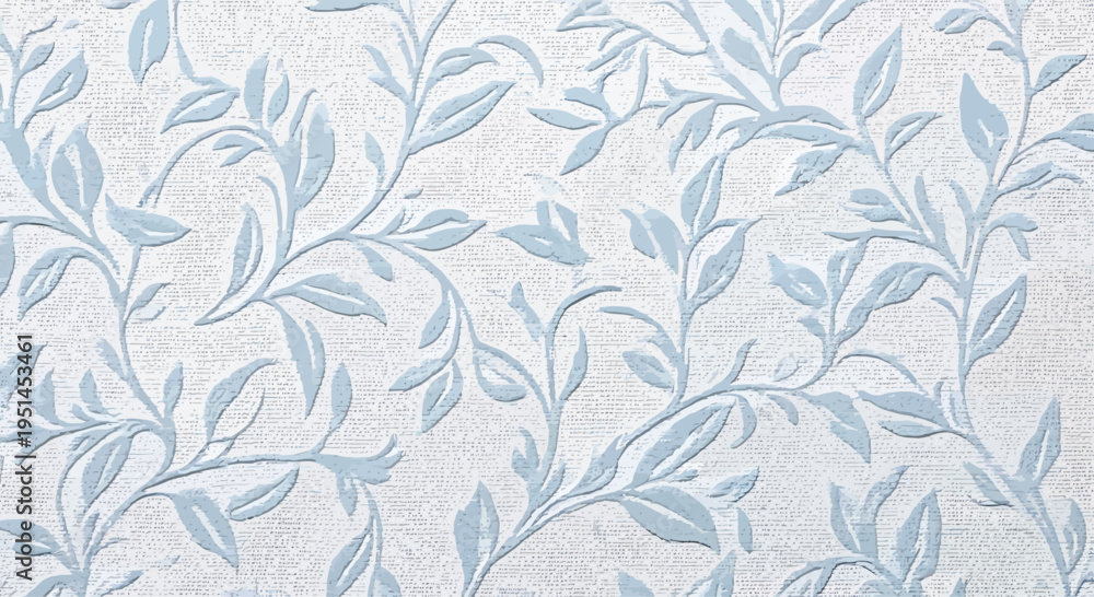 Fototapeta premium Blue Leaves Pattern on White Background