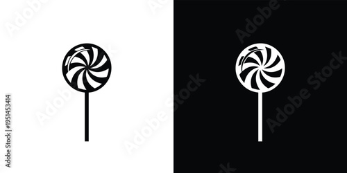 Black and white lollipop on contrasting backgrounds candy sweet treat