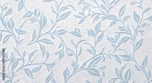 Blue Leaves Pattern on White Background