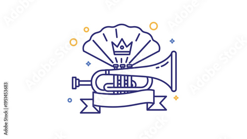 Elegant trumpet icon showcasing musical celebration and royalty, perfect for events, awards, or special announcements.