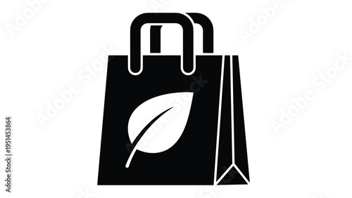 Eco-friendly shopping bag with a prominent leaf symbol, representing sustainable retail, green consumerism, and environmental awareness.