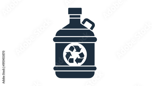 Large bottle or jug with a recycling symbol, representing reusable containers, sustainable packaging, and waste reduction efforts.