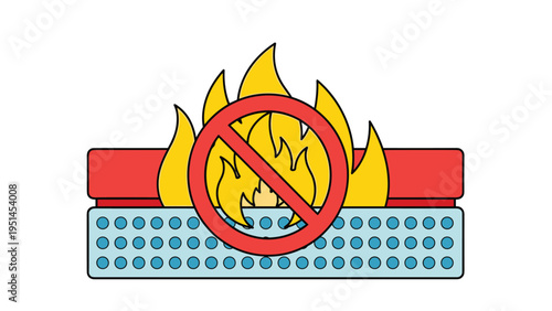 Fireproofing and non-combustible material icon, illustrating flame resistance, safety, and fire prevention technology.