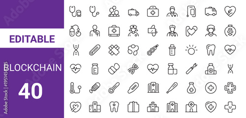 Healthcare icon set. Containing medicine, hospital, doctor, nurse, ambulance, medical,