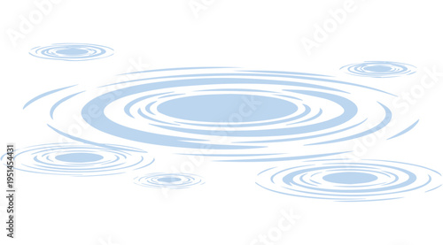 Light blue water ripples forming concentric circles on a smooth white surface for abstract design