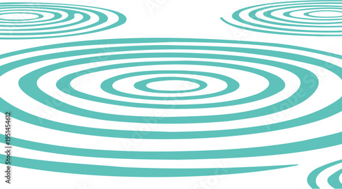 Teal and white concentric circular water ripples forming an abstract serene surface for a design element