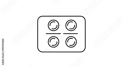 Four Pills in Blister Pack Line Icon