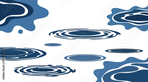 Abstract blue and white water ripples with organic shapes and dynamic liquid patterns for background use