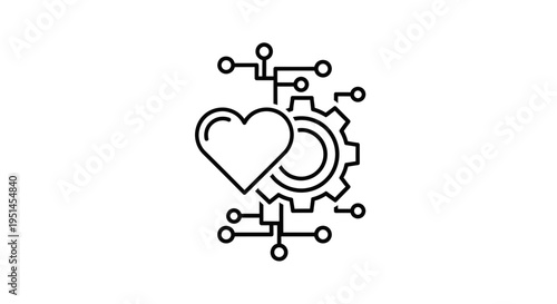 Heart and Gear with Circuitry: Symbolizing Health Technology, Innovation, and Engineering