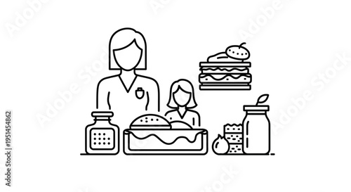 Healthy School Lunchbox Ideas: Teacher and Child with Nutritious Food and Snacks