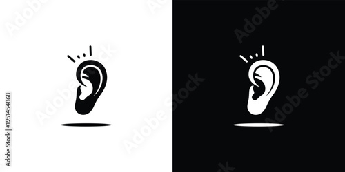 Black and white human ear with sound waves ear sound waves hearing listening