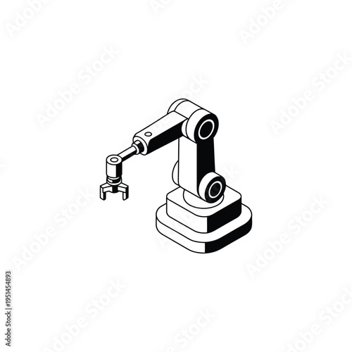 Industrial robotic arm manipulator icon representing automation, manufacturing and robotics