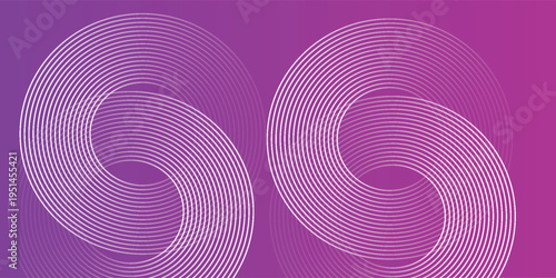 Abstract circle lines on pink and purple background. Geometric stripe line art design for poster, brochure, cover, website, header, web banner, presentation.